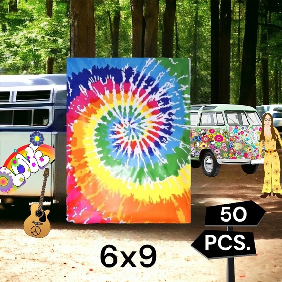 50 6X9 Poly Mailers Tie Dye Flat Shipping Envelopes PRICE IS FIRM - Picture 2 of 6